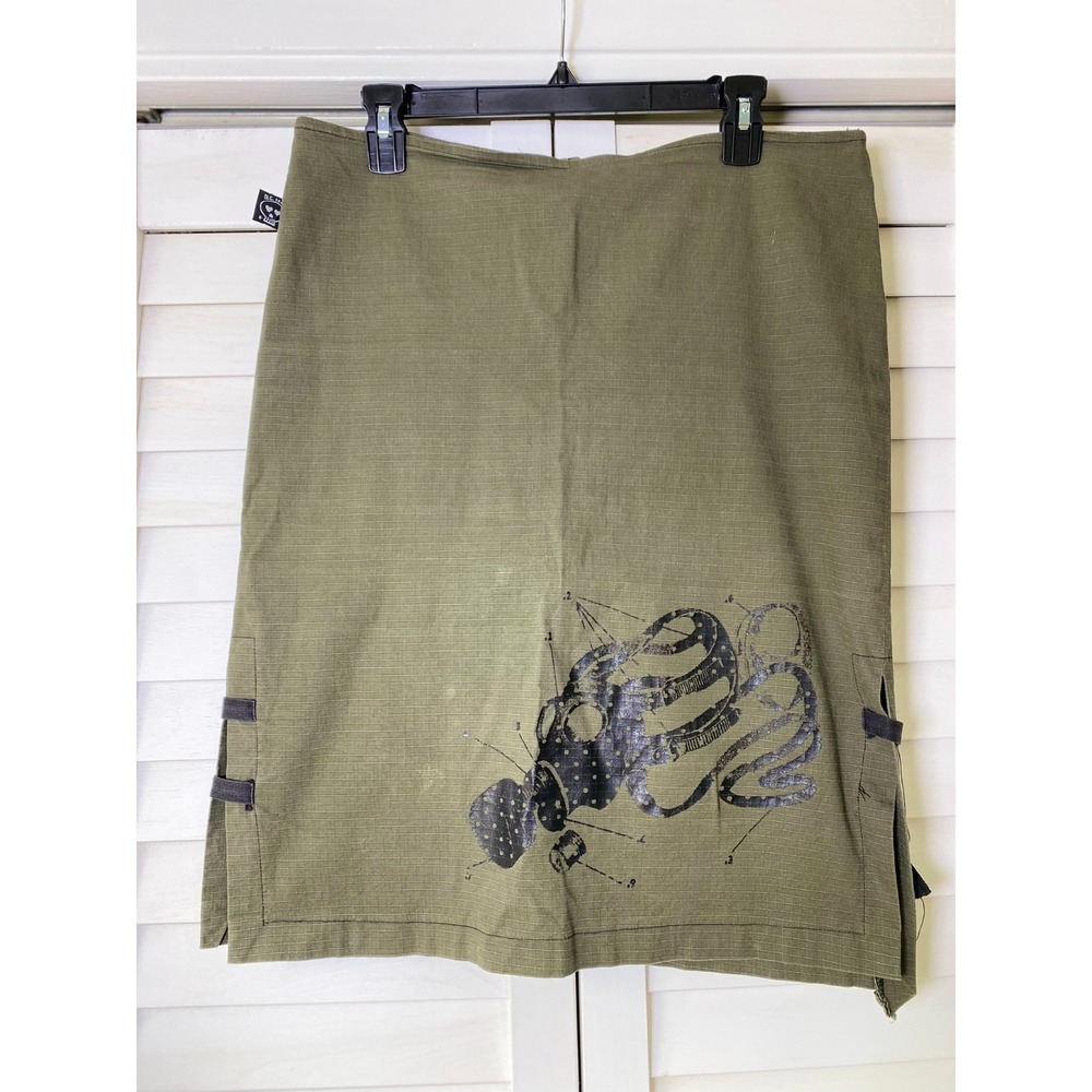 Vintage Rare E.C. Star Midi Skirt Army Green, Dystopia, Industrial, Iconic | XL